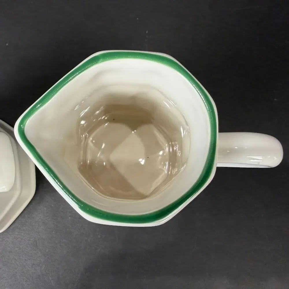 Pfaltzgraff Christmas Heritage Multisided Creamer and Lidded Sugar Bowl